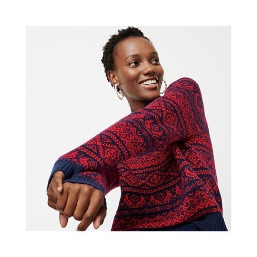J. Crew Cheerful Mock Neck Fair Isle Sweater BNWT